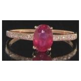 Genuine Oval Ruby & Diamond Designer Ring