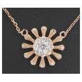 Beautiful Rose Toned 1.25 ct Starburst Necklace