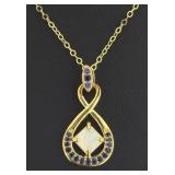 Beautiful Princess Cut Opal & Sapphire Necklace