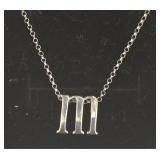 Sterling Silver "M" Necklace