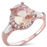 Oval 2.25 ct Morganite & Baguette Ring