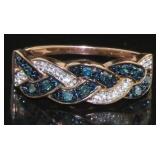 SS/Rose 1/3 ct Gold Fancy Blue Diamond Ring