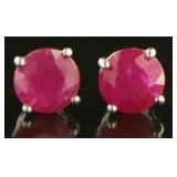 14kt  White Gold 2.11 ct Ruby Studs