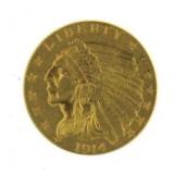 1914 Indian Head $2.50 Gold Quarter Eagle