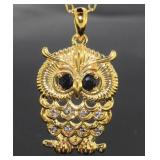 Genuine Sapphire & Diamond Accent Owl Pendant