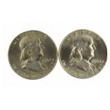 1962-D & 63 BU Franklin Silver Half Dollar