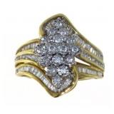 10kt Gold Brilliant 1.00 ct Diamond Cluster Ring