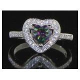 Beautiful Mystic Topaz Heart Solitaire Ring
