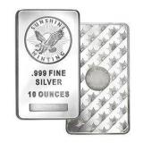 10 Ounce - .999 Fine Silver Sunshine Minting Bar