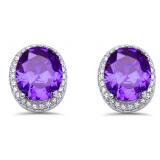 Oval 4.15 ct  Amethyst Designer Earrings