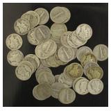 Collection (50) Mercury Silver Dimes