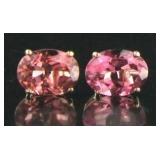 14kt Rose Gold 2.25 ct Oval Pink Tourmaline Studs