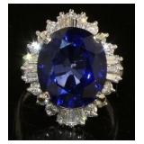 14kt Gold 11.09 ct Sapphire & Diamond Ring