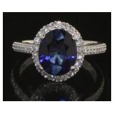 14kt Gold 3.75 ct Oval Sapphire & Diamond Ring