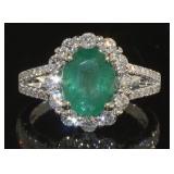 14kt Gold 3.32 ct Emerald & Diamond Ring