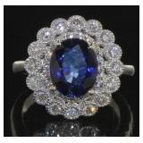 14kt Gold 3.86 ct Sapphire & Diamond Ring