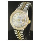 14kt/SS Oyster Lady Datejust Rolex w/MOP-Diamond**