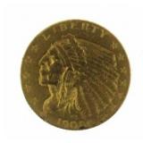 1908 Indian Head $2.50 Gold Quarter Eagle
