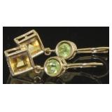 14kt Gold Natural Citrine & Peridot Earrings