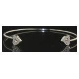 Double Heart Diamond Cuff Bracelet