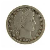 1906 Barber Silver Quarter