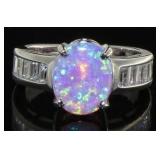 Oval Pink Opal & White Topaz Dinner Ring