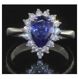 Pear Cut 2.11 ct Tanzanite Designer Ring