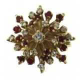 14kt Gold Natural Ruby & Diamond Dinner Ring