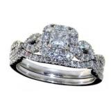 14kt Gold 1.00 ct Princess Cut Diamond Bridal Set