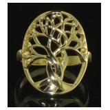 Yellow Toned Large Tree of Life Ring