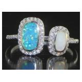 Gorgeous Blue & White Fire Opal Designer Ring