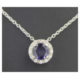 Beautiful Sapphire & White Topaz Necklace