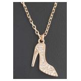 Gorgeous Rose Toned White Topaz High Heel Necklace