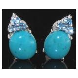 Beautiful Turquoise & Blue Topaz Designer Earrings