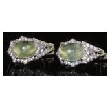 Genuine Green Amethyst & White Topaz Earrings
