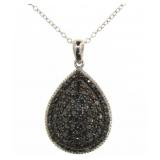 Pear Cut 1.00 ct Natural Black Diamond Necklace
