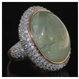 Oval Natural 22.60 ct Jade Designer Ring