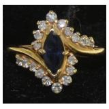 14kt Gold Natural Sapphire & Diamond Ring