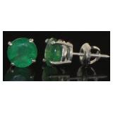14kt White Gold 1.96 ct Emerald Studs