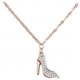 Gorgeous Rose Toned White Topaz High Heel Necklace