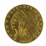 1909 Indian Head $2.50 Gold Quarter Eagle
