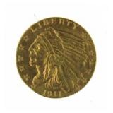 1911 Indian Head $2.50 Gold Quarter Eagle