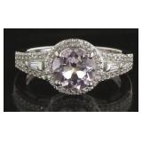 Natural 2.30 ct Round Amethyst Designer Ring