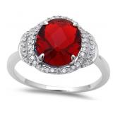 Beautiful Oval 7.00 ct Garnet & White Topaz Ring