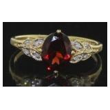 14kt Gold Genuine 1.60 ct Garnet & Diamond Ring