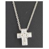 18kt Gold 16" Diamond Cross Necklace