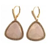 XXL Natural Trillion Rose Quartz Earrings