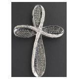 Genuine Black & White Diamond Cross Pendant