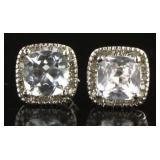 10kt Gold 2.00 ct Blue Topaz/Diamond Earrings