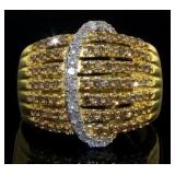 Genuine 3/4 ct Fancy Yellow & White Diamond Ring